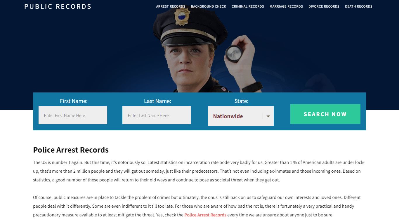 Police Arrest Records - Public Records